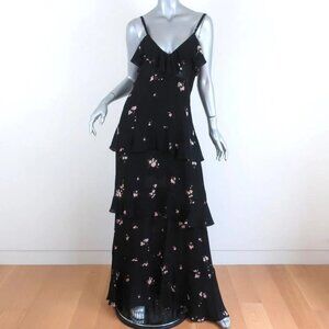 ALC Zeydana black floral Tiered Silk Maxi dress. Size 6